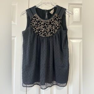 Anthropologie - OS One September - Black with Embroidery & Beads Tank - Size S